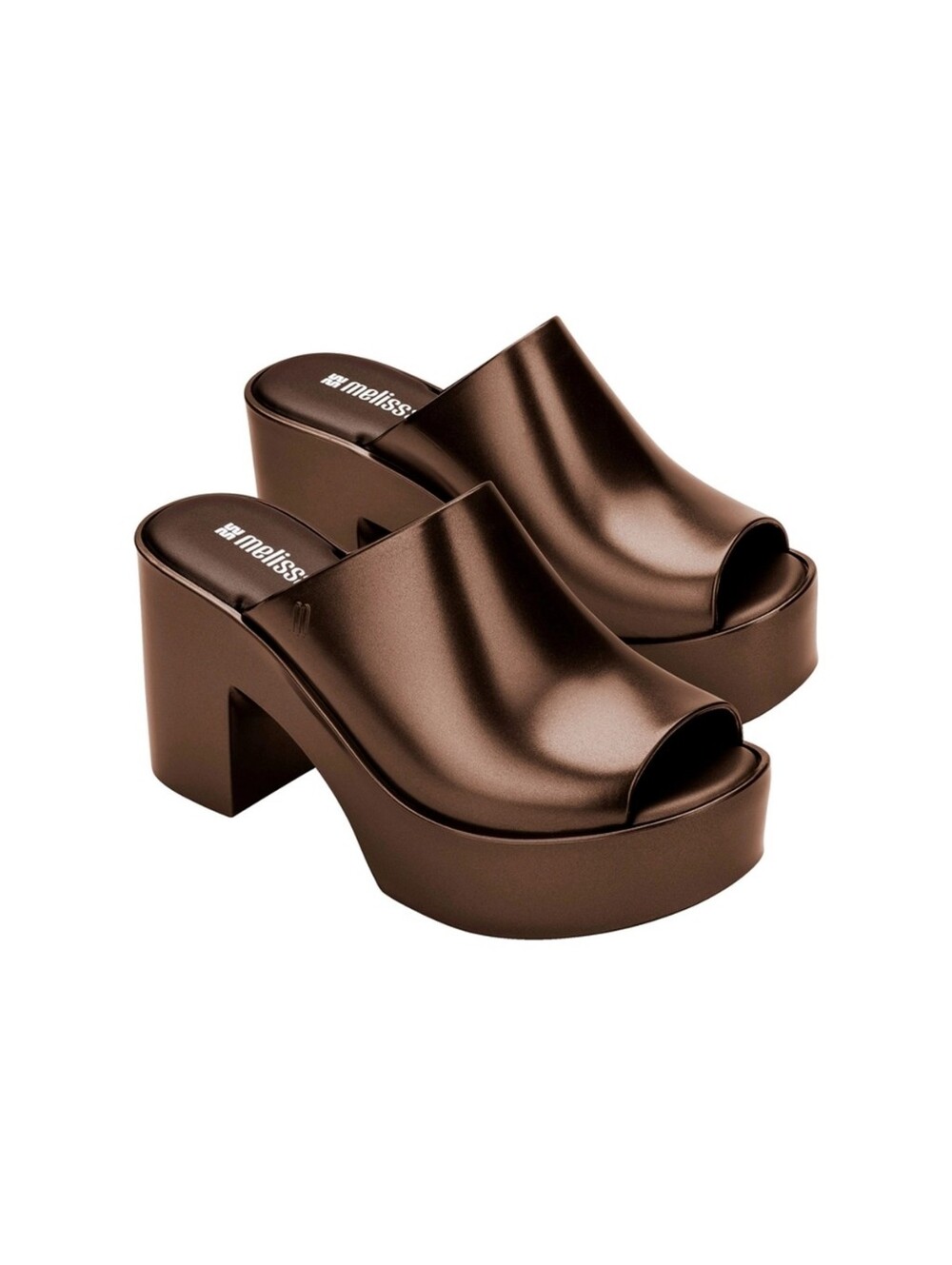 Melissa Mule Hype Metallic Platform Chunky Mule Heel in Bronze
